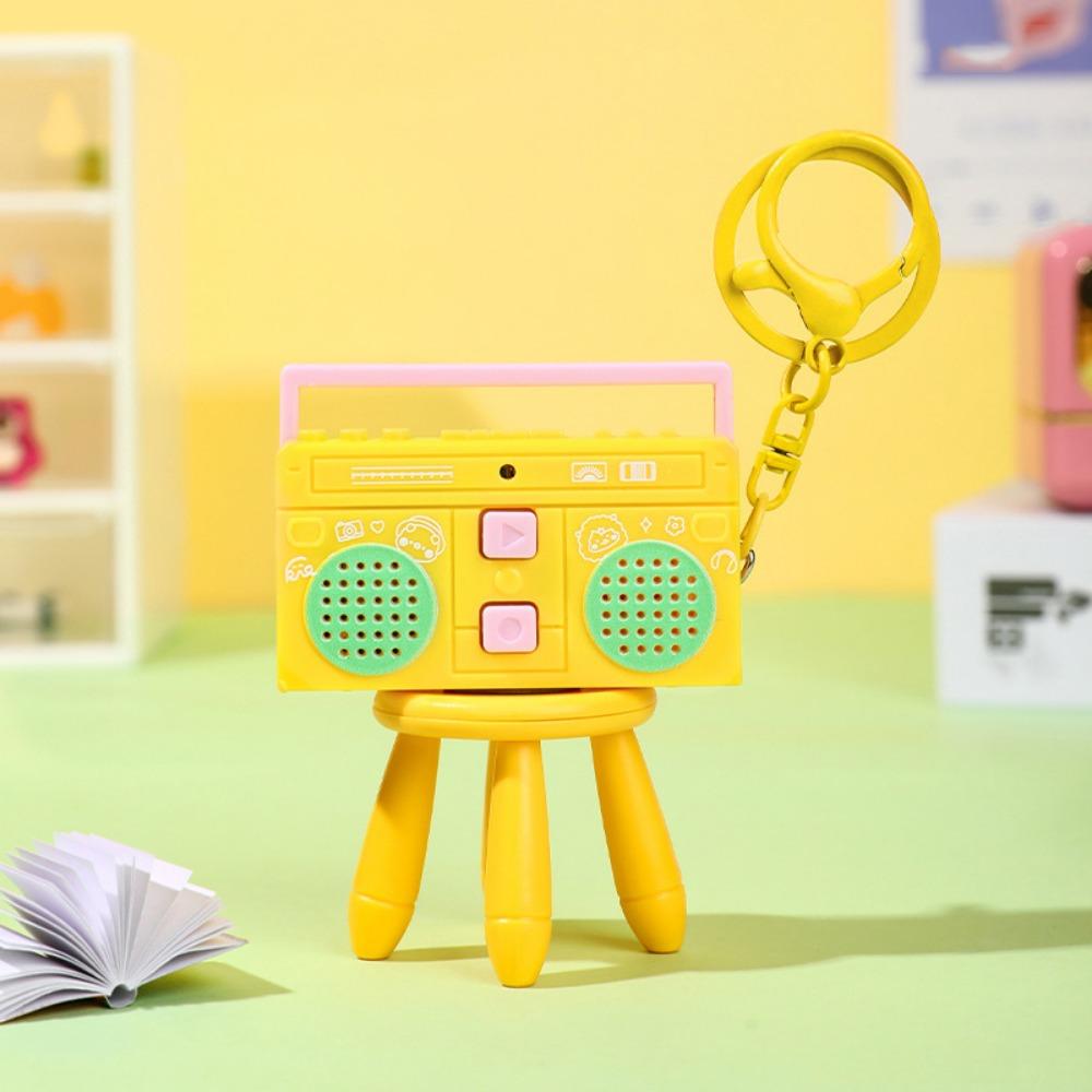 Retro Radio Shape Keychain Bag Hanging Tape Recorder Pendant Small Speaker Key Holder  Woman