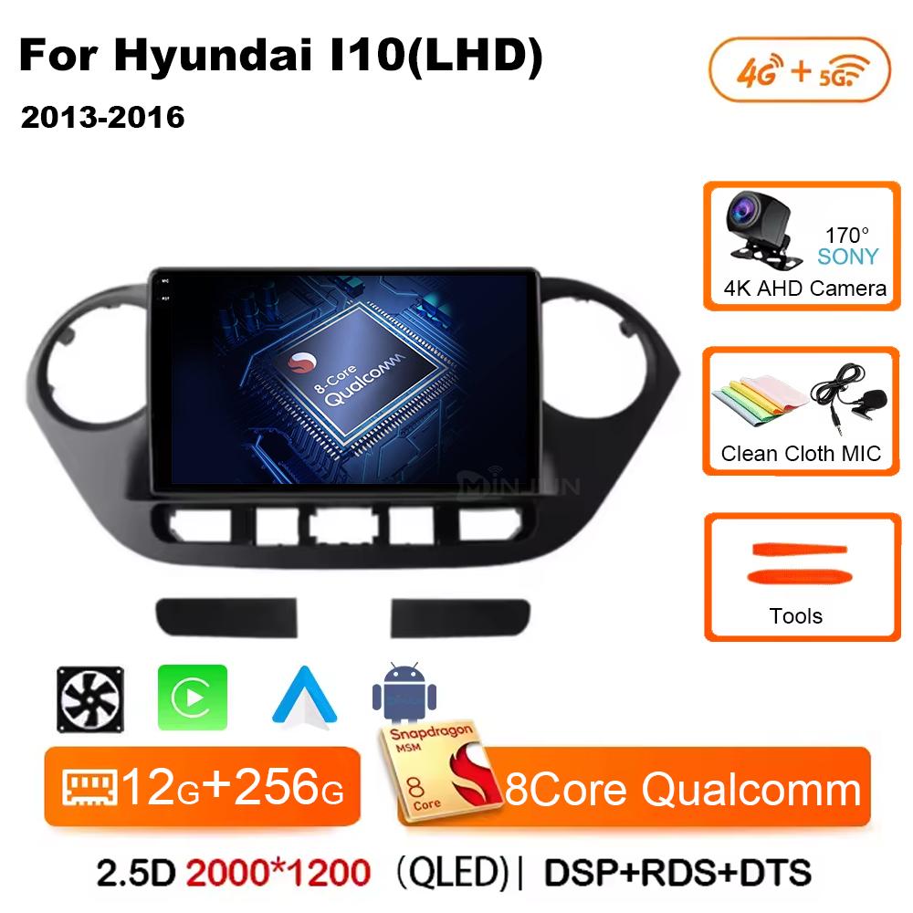 Android 14 For Hyundai I10 2 2013 -2018 LHD 2K QLED Stereo Car Radio Multimedia Video Player GPS CarPlay Auto 4G+WIFI Navigation