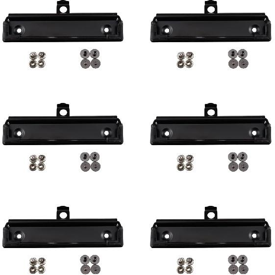 6 Pack Black Metal Clipboard Clips, 4.72" (12cm) Mountable Stainless Steel Clipboard Hardware with Rubber Grip and Hanging Hole for Document File