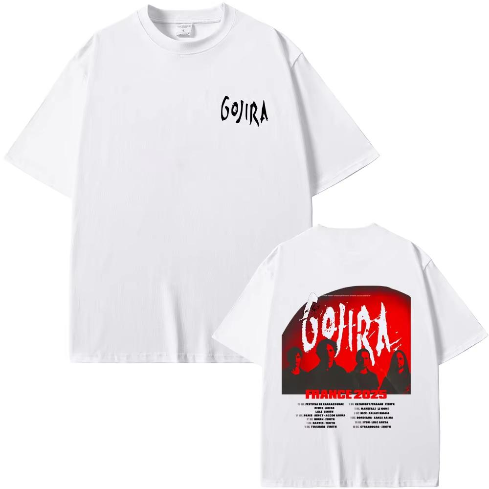 Camiseta de Banda de Metal Gojira Gira Francia 2025 Ropa Hombre Mujer Camiseta Gótica Rock Oversize Camisetas Casuales de Algodón Vintage para Hombre