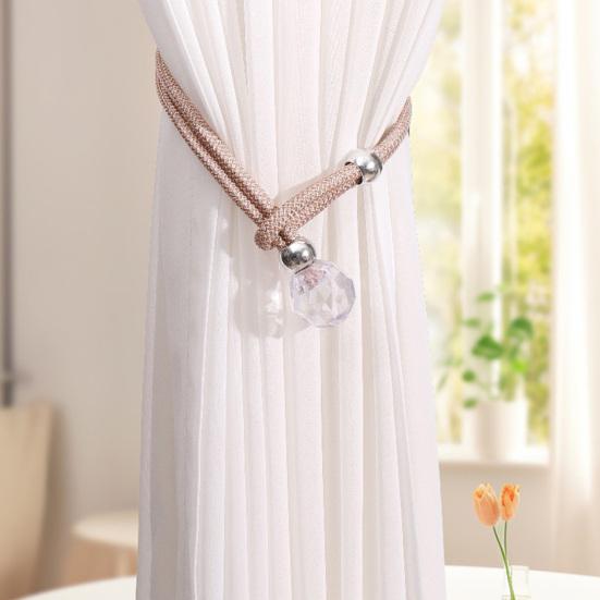2Pcs Curtain Straps Easy To Operate Faux Crystal Decorative Buckle Curtain Ties Household Towel Holder Curtain Accessories