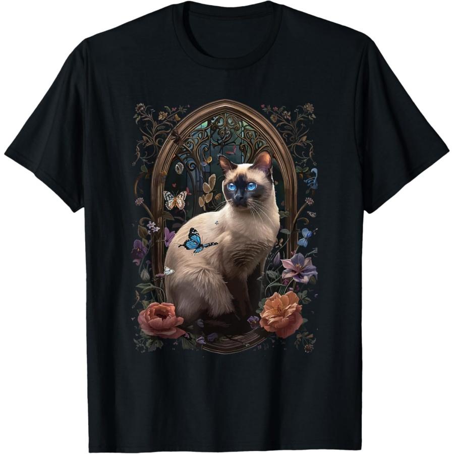 Siamese Cat Flower T-Shirt for Men Women XXXXXL чёрный
