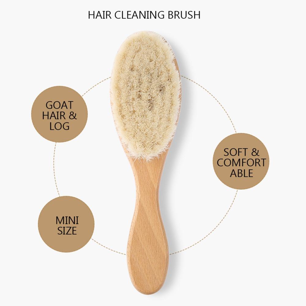 Wooden Handle Hair Cleaning Brush Soft Hair Styling Brush Scalp Grooming Beard Brush  Home Use