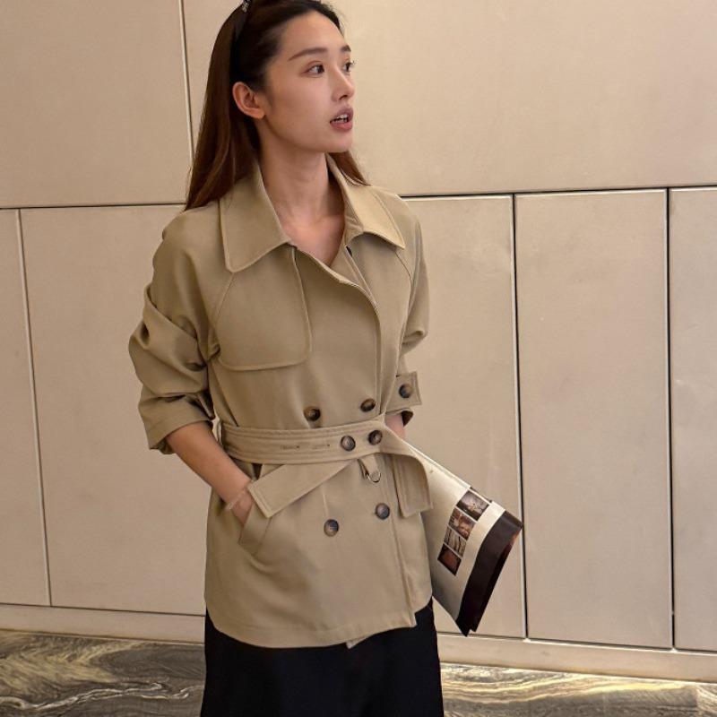 Khaki Trench Coat Women's Autumn New Fashion Versatile Design Temperament Short Trench Coat