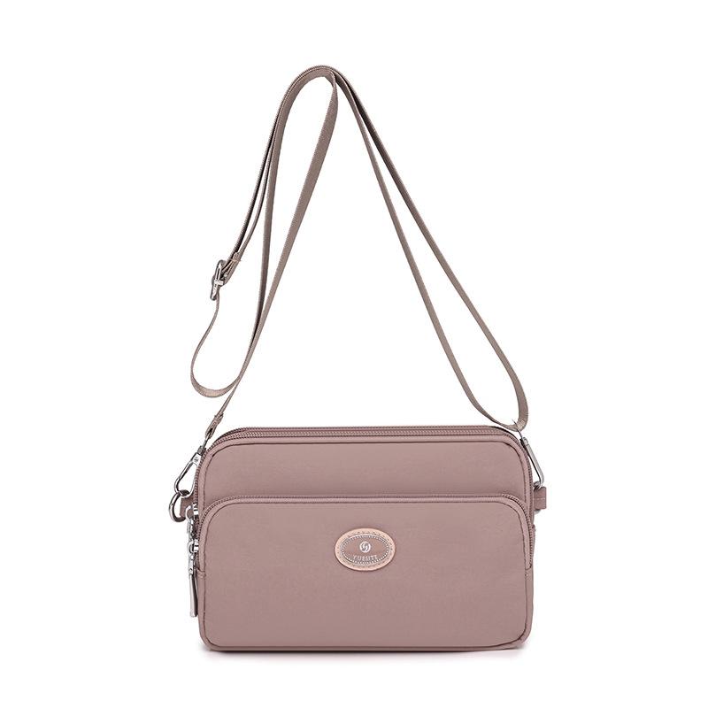 Borsa piccola da donna, borsa a tracolla, in nylon, quadrata, multitasche, tinta unita