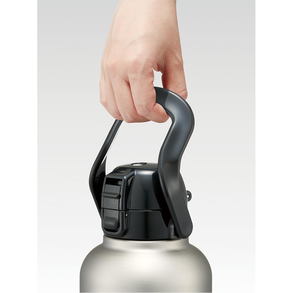 Skater Edelstahl-Wasserflasche mit 2L Vakuum Silber STD20H-A Griff, Fassungsvermögen, Ein-Knopf-Bedienung, 2000ml, Doppellagige Thermoskanne,