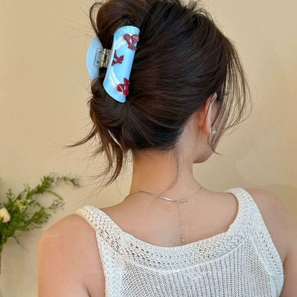 Acetate Acetic Acid Hair Claw Korean Style Geometry Hair Crab Clip Cherry Shark Clip  Headwear