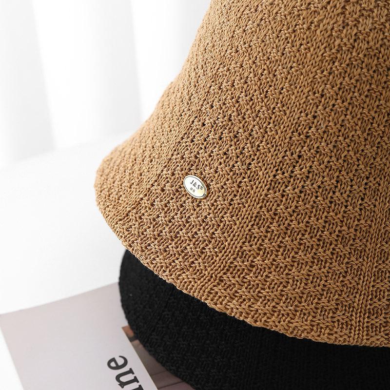 Women's Knitted Bucket Sun Hat Breathable Hollow Out Design For Summer Beach & Travel Simple