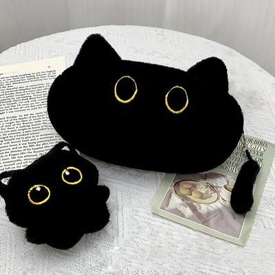 Schattig Zwarte Kat Pluche Etui Cartoon Dier Pop Pennenzak Grote Capaciteit Opbergtas voor Schrijfwaren Schoolspullen Cosmetische Tas