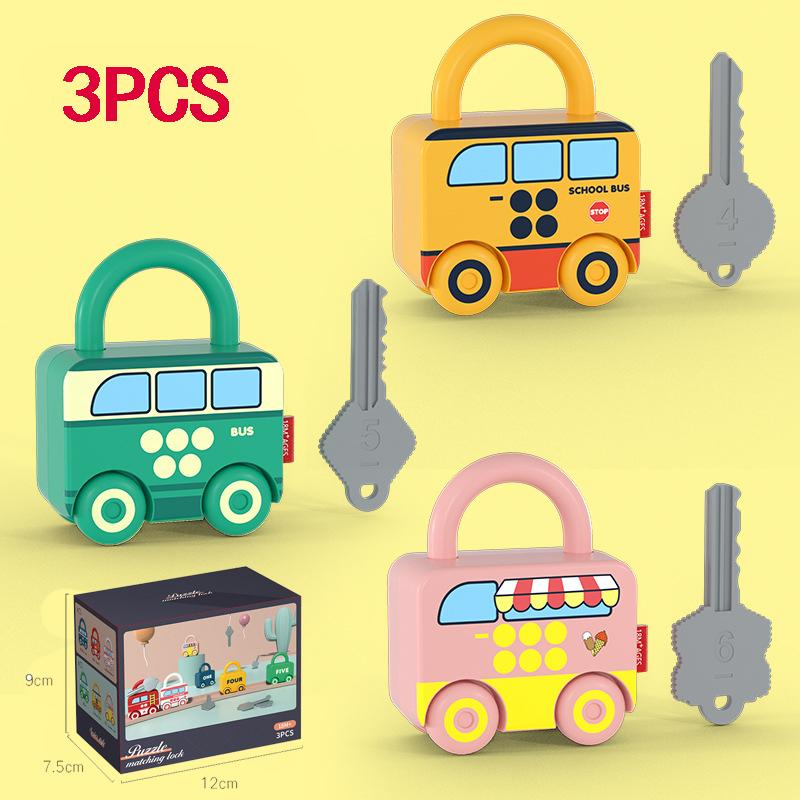 Baby Learning Lock With Key Car Games Montessori Educational Toy Number Matching Lock Toys Sensory Toys For Kids 1 2 3 Years