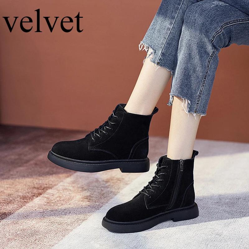 Short Boots for Women 2025 New Matte Leather Women's Shoes British Style Womens Boots Mid Heel Flats Short Boot Platform Shoes