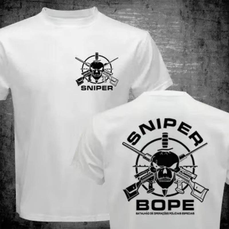 Brazil Military Unit BOPE Special Forces Sniper Men T-shirt Casual Streetwear 100% Cotton Loose Tops Breathable Tee
