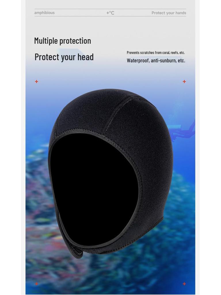 3MM Neoprene Diving Cap - Men's & Women's Warm Sun Protection Snorkeling & Surfing Hood