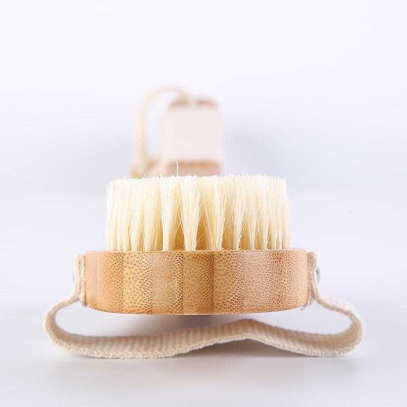 Premium Bamboo Long-Handled Curved Boar Bristle Bath Brush & Detachable Back Scrubber