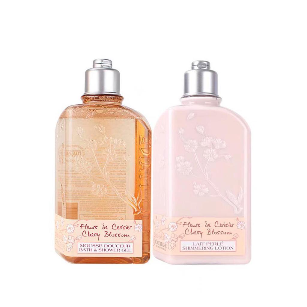 Frankreich Oushujia Kirschblüte Körperlotion & Duschgel Set - Feuchtigkeitsspendend, Hautpflegend, Langanhaltender Duft, 250ml & 35ml Reise Größe.