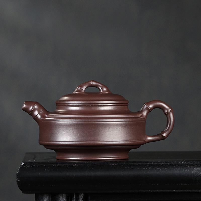 

430 мл чайник из фиолетовой глины Исин, ручная работа, двойной бамбуковый горшок-барабан, чайник из необработанной руды, фиолетовая грязь, чайник с ситечком, чай Цзыша