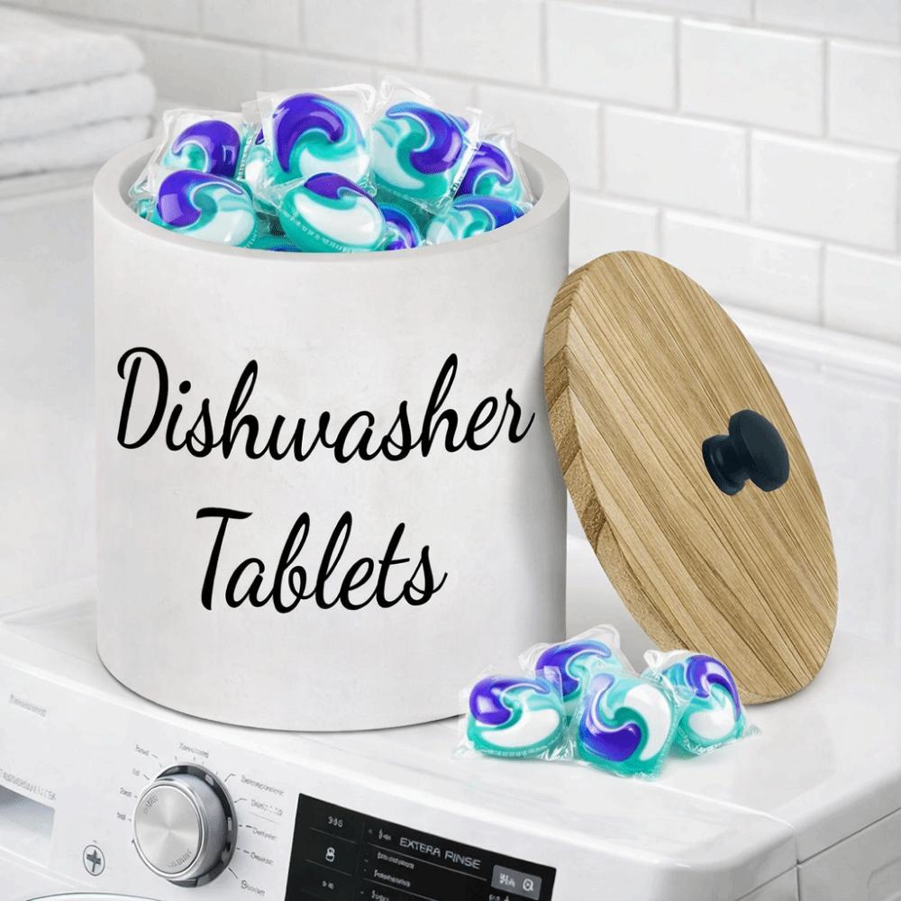 Wide Opening Dishwasher Tablet Container Round Laundry Pods Container Bathroom