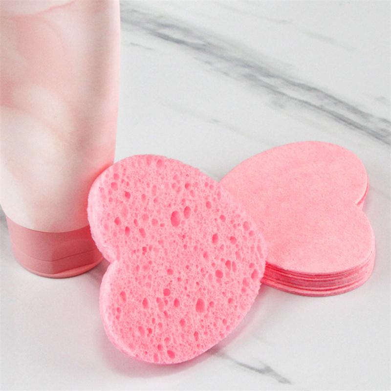 20Pcs Heart Shaped Compressed Facial Sponges Cute Reusable Face Washing Sponges