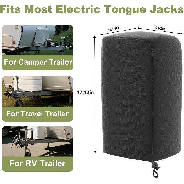 Umbrauto Electric Tongue Jack Cover| Universal Waterproof RV Trailer Hitch Protective Cover, Camper Parts And Accessories For Travel Trailer Outside