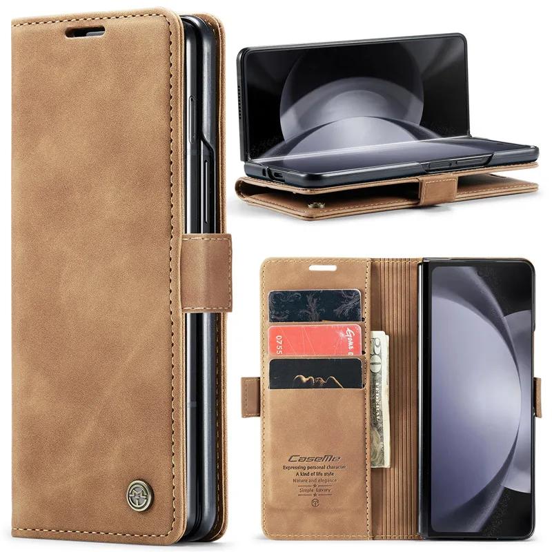 

CaseMe Retor Leather Wallet Card Slot Phone Case for Samsung Galaxy Z Fold 7 6 5 4 Fold5 Fold6 Shockproof Flip Stand Cover Coque Samsung Z Fold 4