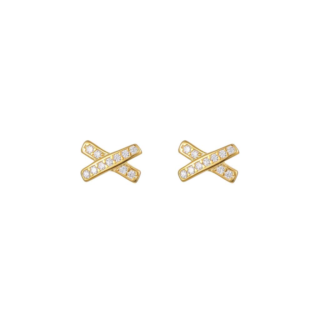 S925 Sterling Silver X-Shaped Cross Ear Studs for Women: Fashionable and Versatile Cartilage Earrings with a Unique Design.