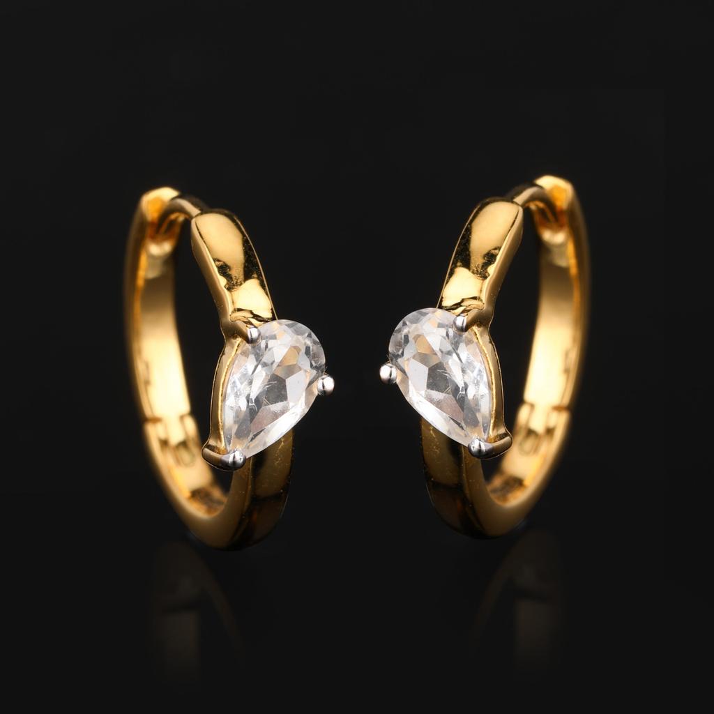 White Topaz Pear Earrings 925 Sterling Silver Rhodium Fine Jewelry Gift for Her