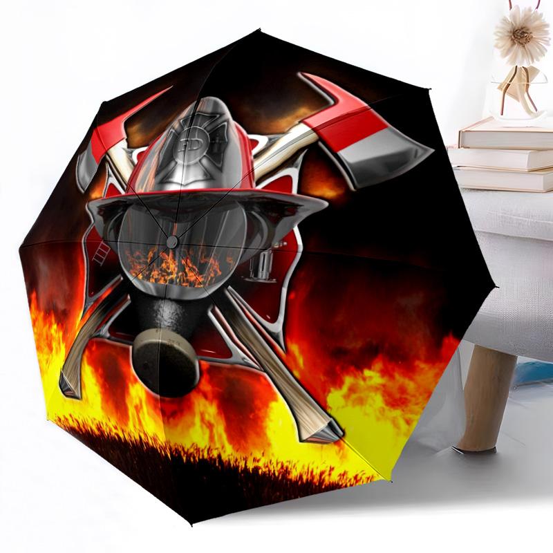 Courage et Honneur des Pompiers Parapluie Automatique d'Extérieur Design Rétractable avec 8 Baleines Durabilité Léger Cadeau Parfait pour les Amis la Famille