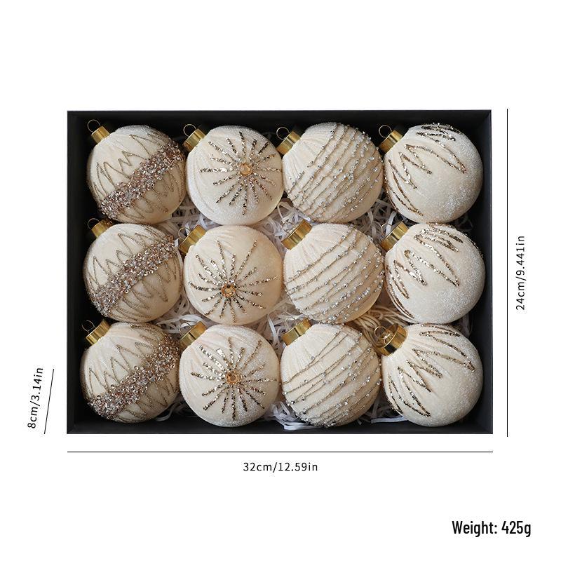 Velvet Wrapped Christmas Ball Set - DIY Tree Decorations & Hanging Ornaments