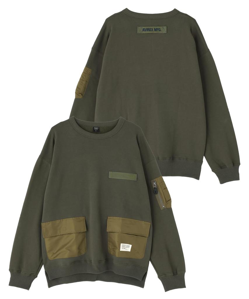 AVIREX TACTICAL CREWNECK SWEAT L 350 Dark Green 783-5932006