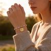 Vnox Rosegold plattiertes Edelstahl St. Benedikt Medaille Armband für Damen, Zweifarbiges Rosenkranz Kreuz Perlen Round Snake Armbänder