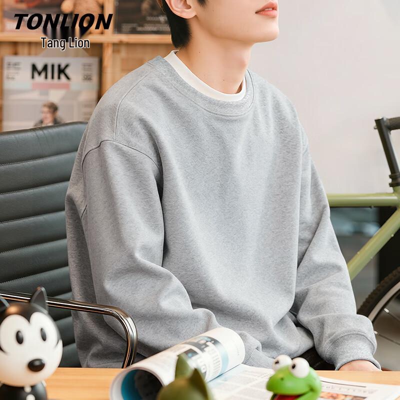 TonLion Men s Heavyweight Loose Fit Crewneck Sweatshirt XL