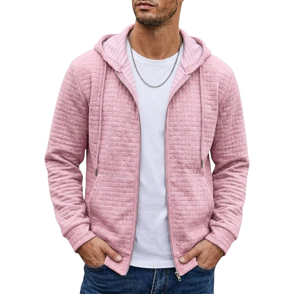 Felpa con cappuccio e zip a manica lunga da uomo, vestibilità larga, giacca