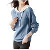 [ROSELUCA.] [Spring Hoodie] Cut and Sew Tops Ladies Long Sleeve Pastel Colors Thin Natural Sweatshirt Plain Color Lightweight Breathable Room Wear