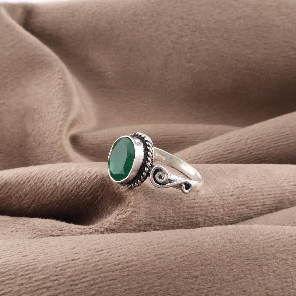 Green Onyx Gemstone Jewelry, 925 Solid Sterling Silver Ring , Handmade Beautiful Ring, Healing Jewelry For Anniversary Gift