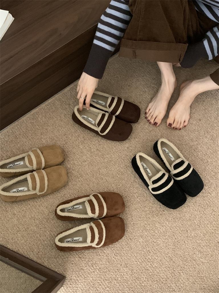 Loafers Women's 2025 New Autumn and Winter Piled Thickened Warm Fluffy Beanie Snow Cotton Shoes Women's Shoes