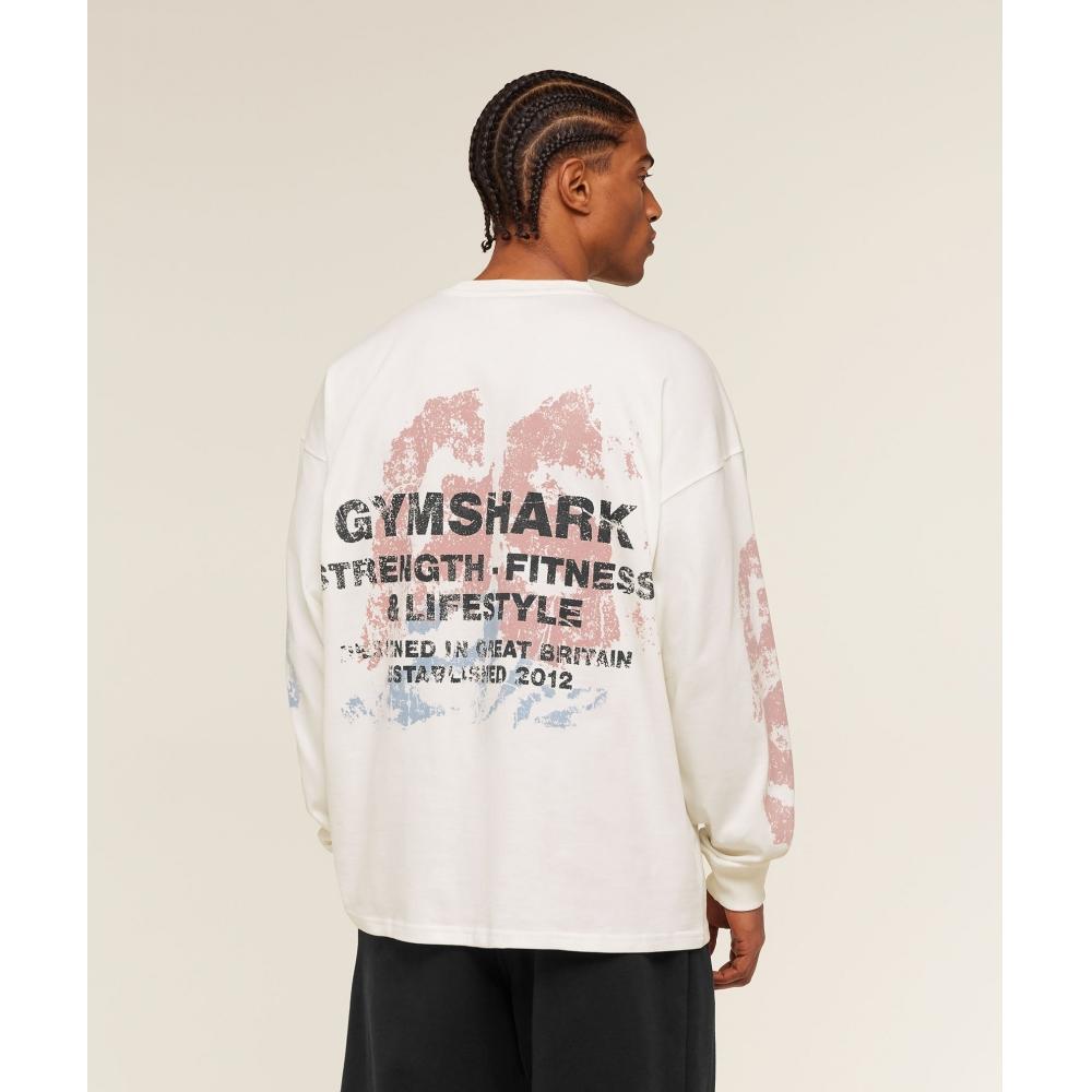Gymshark STrengTh FiTness LifesTyle Long Sleeve T shirT sofT whiTe A4c8r Wcmy