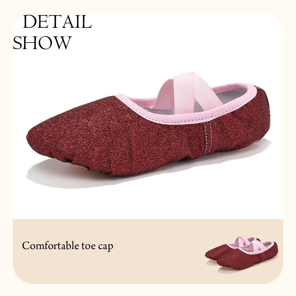 Ballet Shoes for Girls Glitter Ballet Dance Shoes Leather Dance Slippers Full Sole Ballet Dance Flats for Childrens Kids Toddler for Dance