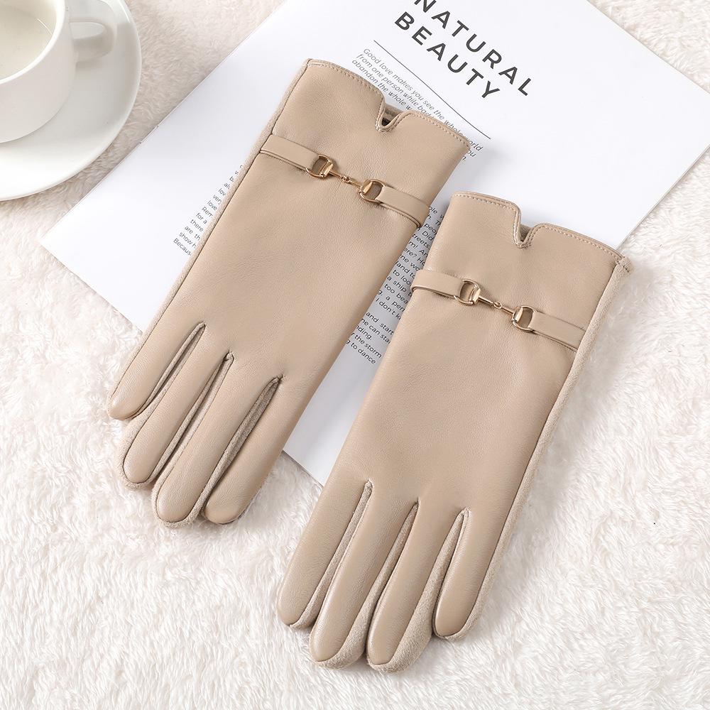 Women's Winter Touchscreen Gloves: Warm, Velvet-Lined, PU Leather, Windproof and Cute for Outdoor Driving & Cycling