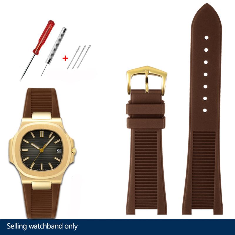 25*13mm Silicone Rubber Watchband For Pa-tek Philippe Nautilus Series 5711/5712/5980 Waterproof Sports Strap Bracelet Brown Blue