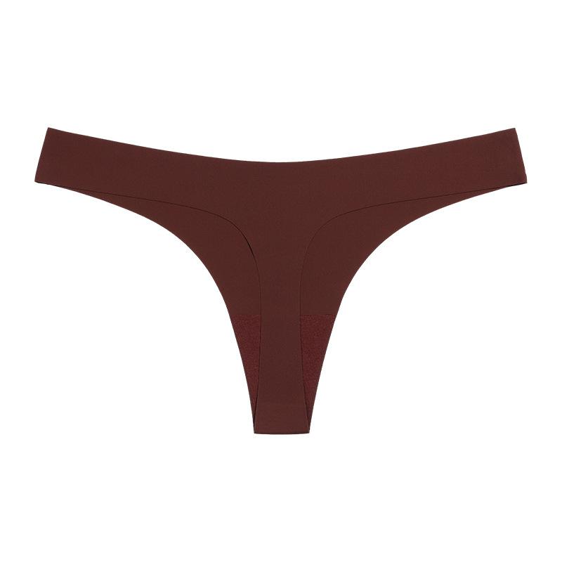 Large size European and American sexy thong women's t-pants one-piece seamless ice silk sexy fitness sports underwear