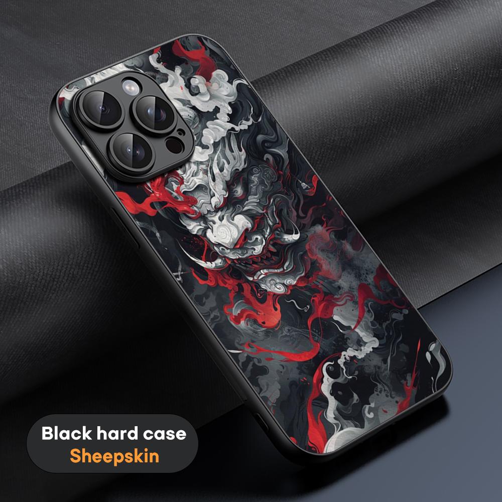 Chinese dragon fashion design Phone Case For iPhone 16 15 14 13 12 11 Plus Pro Max High-end Luxury Black hard case Sheepskin