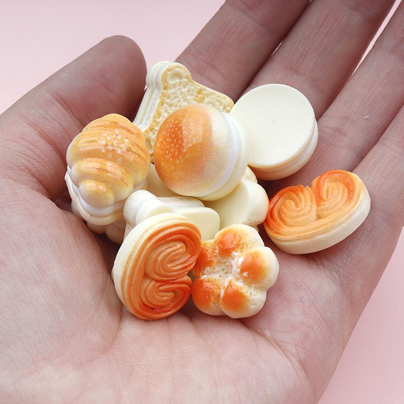 10/100Pcs Simulation Bread Resin Cabochon Flatbacks Fit DIY Scrapbooking Crafts Hair Bow Center Accessories Dollhouse Deco Parts