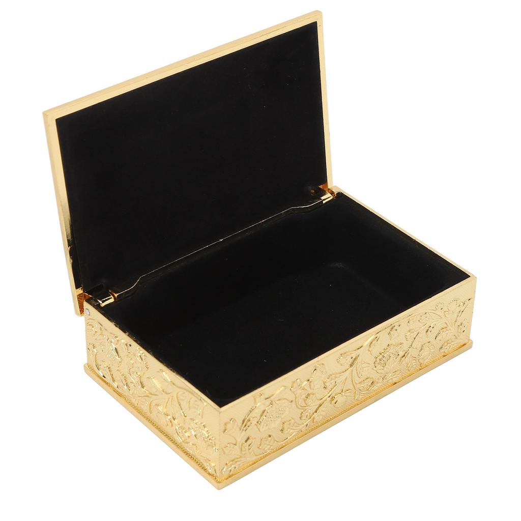Vintage Jewelry Box Carved Elegant Colorfast Zinc Alloy Soft   Lining Trinket Storage Box for Dressing Table Shelf