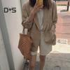 Women's Casual One Button Cotton Linen Blazer Long Sleeve Suit Coat Casual OL Work Blazer Jacket for Spring Summer
