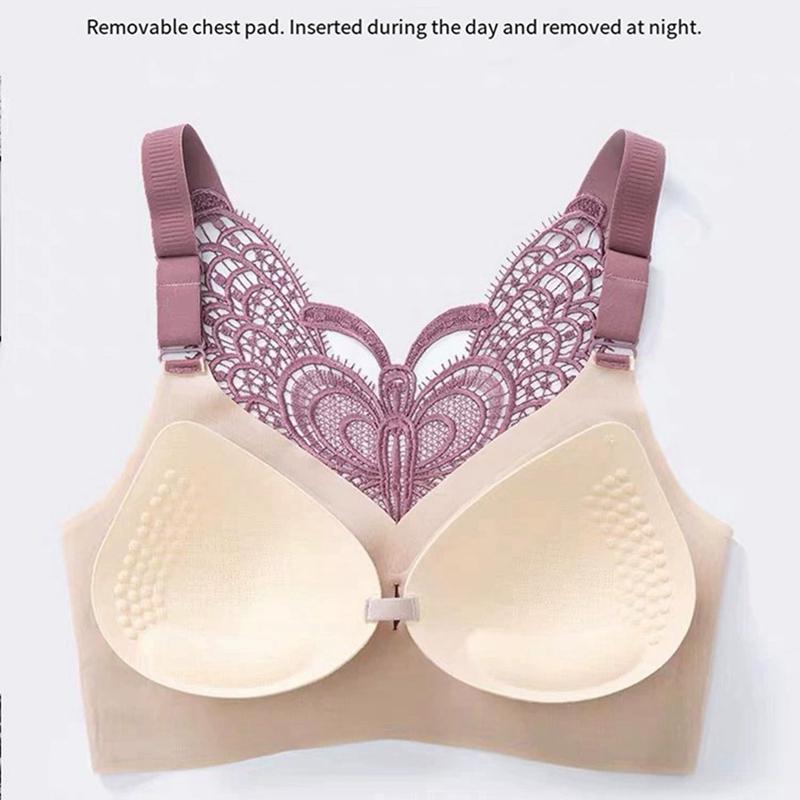 Women Back Butterfly Design Gathered Bra Adjustable Strap Sports Yoga Bra with Chest Pad