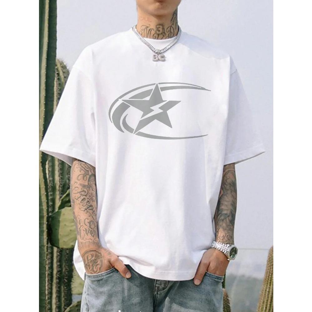 

Новая мужская футболка с коротким рукавом со звездным принтом, летняя мужская и женская одежда, модные топы, футболки, повседневные однотонные топы Y2K Streetwear XXXXL