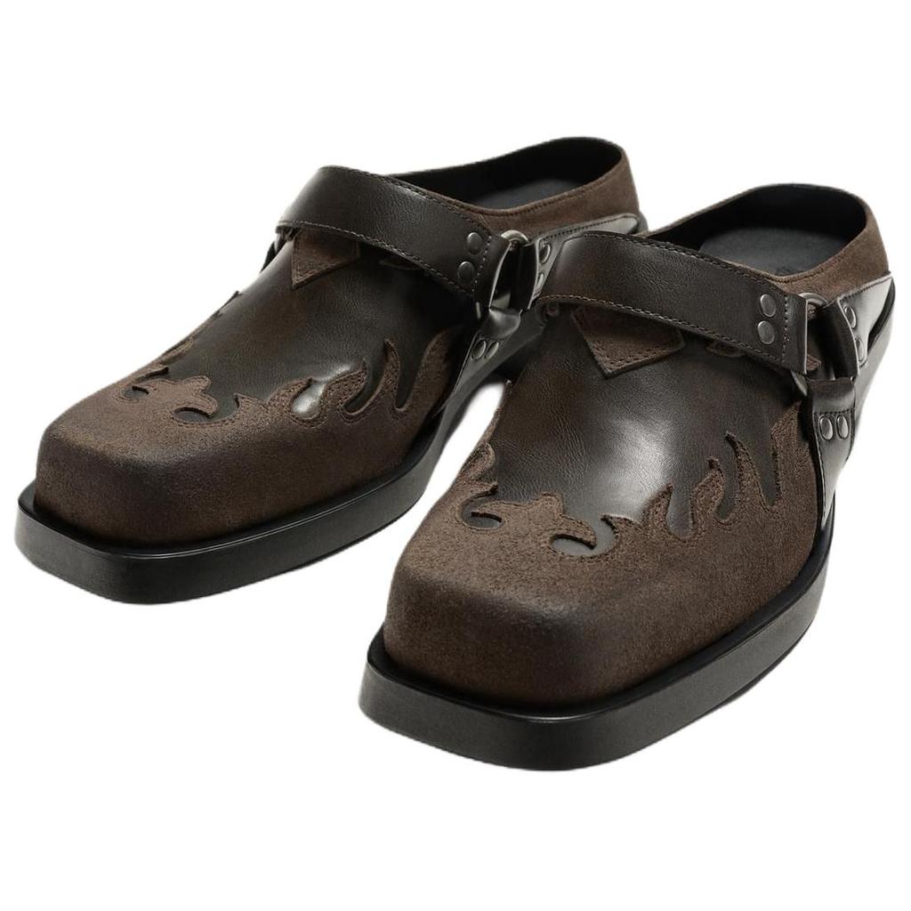 ZARA Lightweight Slip-On Denim Style Thick Sole High Heel Anti-Wear Closed Toe Slippers Men slippers Brown 12467520700