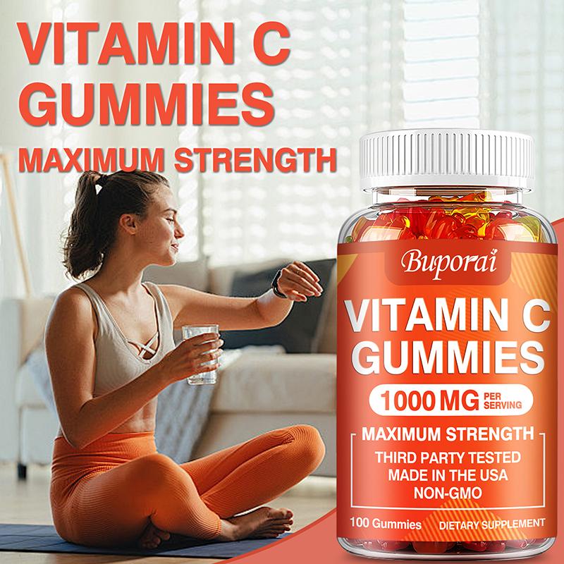 Vitamin-C-Gummibärchen sind rein natürlich, stärken das Immunsystem und replenishen Kollagen.; geeignet für Männer und Frauen.