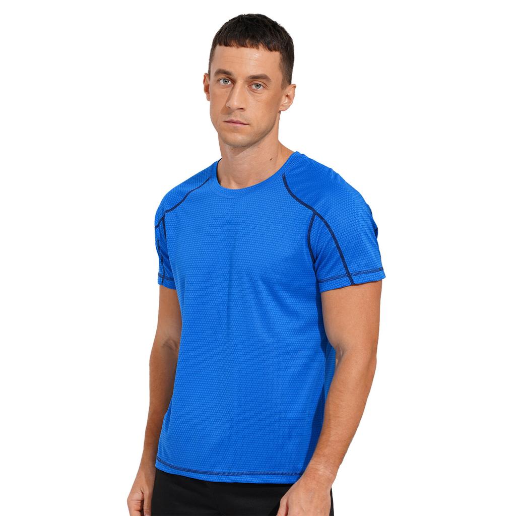 Athletic Men's Performance Short Sleeve T-Shirt Male's Breathable Ice-silk Quick-drying Running Sports Top