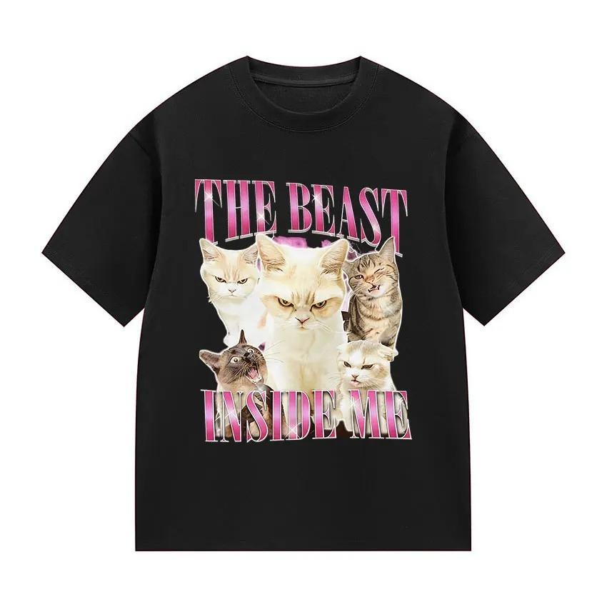 

Beast Gifts Unique and Fun Cat Emoji TShirt Retro Harajuku Style Casual ShortSleeved TShirt Women Clothing Personality Y2K S
